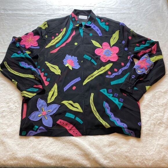 Alfred Dunner Front Zippered Floral Jacket Size 14 - Picture 1 of 14